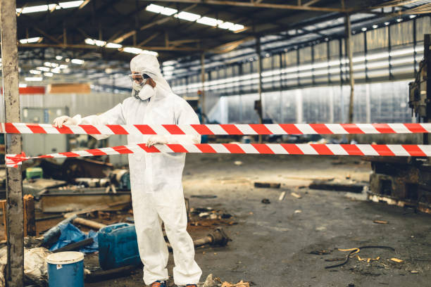 Professional Biohazard Cleanup technician working in Berclair, TX